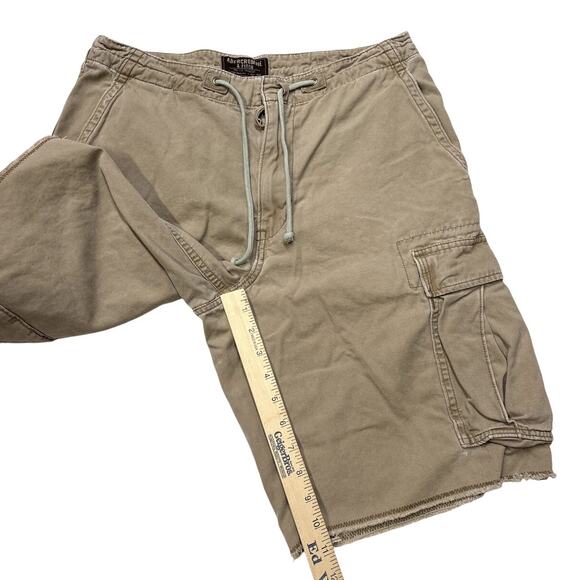 Abercrombie Fitch Cargo Shorts Mens Sz 30 Brown Cavas Distressed Raw Hem *READ* - Picture 7 of 8